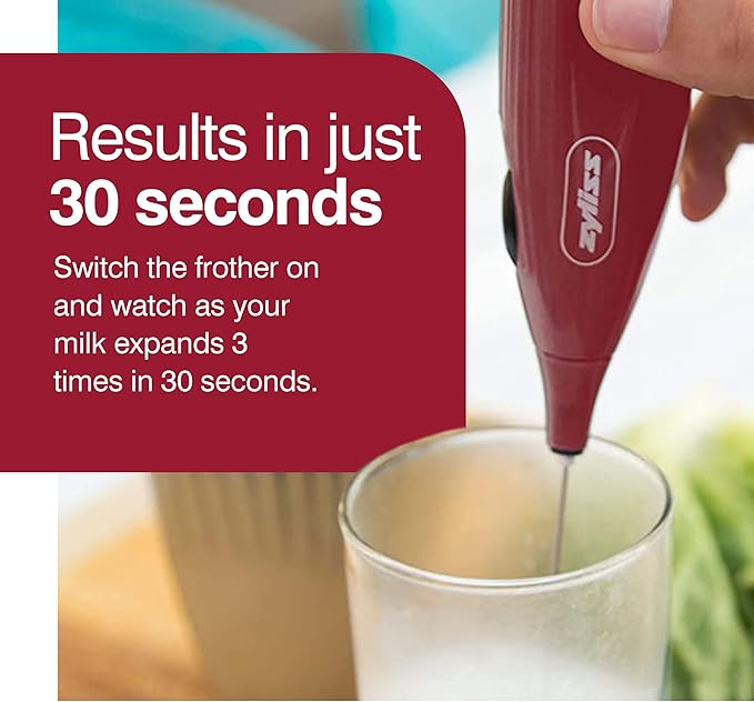 Zyliss Handheld Electric Milk Frother Wand - Versatile Drink Mixer - Frother for Coffee, Cappuccinos, Lattes or Shakes for Perfect Foam, Hot or Cold