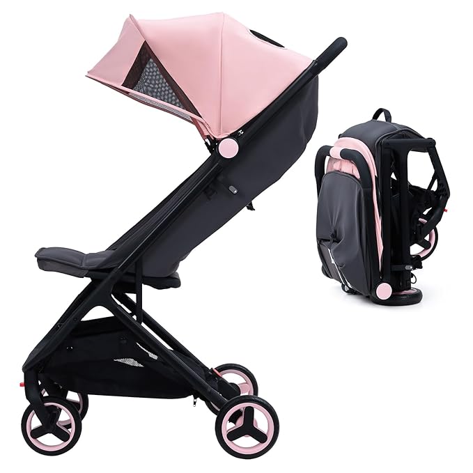 Garveelife Lightweight Stroller for Newborn, Compact Baby Stroller for Airplane with 5-Point Harness, Storage Basket, Travel Stroller for Toddler, Infant Stroller for Newborn with One-Hand Fold