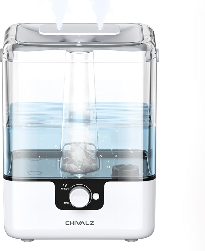 CHIVALZ Humidifiers for Bedroom, 6L Cool Mist Humidifiers for Baby Nursery, 26dB Quiet, 50H Runtime, Top Fill Humidifier for Large Room, Home, Plants, Nightlight, Oil Diffuser 