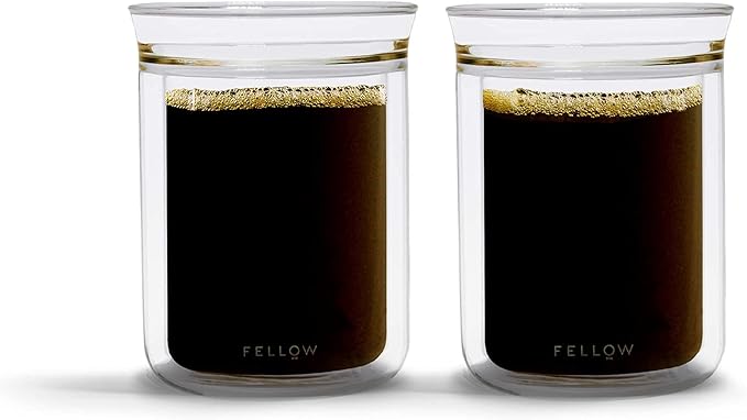 Fellow Stagg Tasting Glasses for Coffee and Tea Mug - Handblown Borosilicate Glass, Insulated Double Wall For Pour Over Mug, 10 oz (Set of Two)