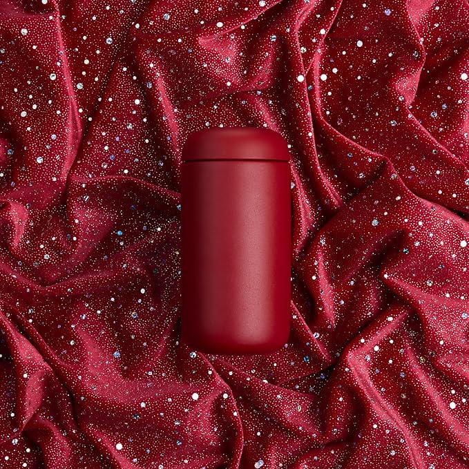 Fellow 16 oz Carter Move Travel Mug - Vacuum-Insulated Stainless Steel Travel Coffee Mug - Coffee Tumbler with Ceramic Interior and Splash Guard - Red