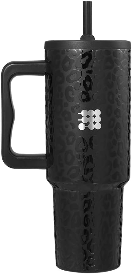Cubitt Spill-Free Tumbler 40 oz – Insulated Thermo Cup, Hot & Cold, BPA-Free – Black Cheetah
